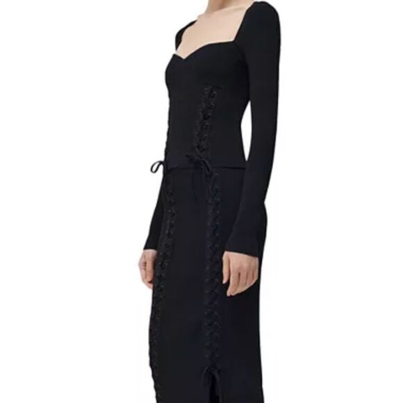 NWT Jonathan Simkhai Women's Daphane Lace Up Top Black - Sweater Large $ 378.00 - Picture 4 of 7